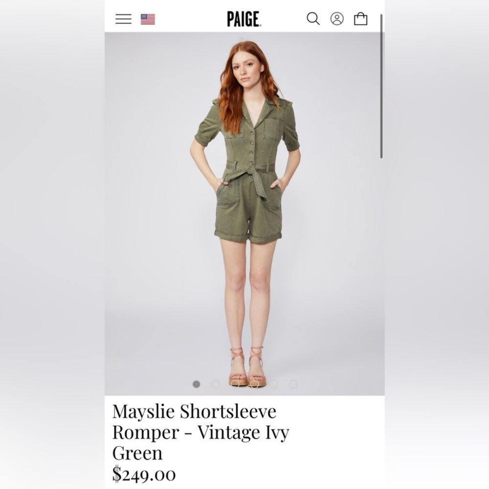 Paige Mayslie Shortsleeve Romper in Green